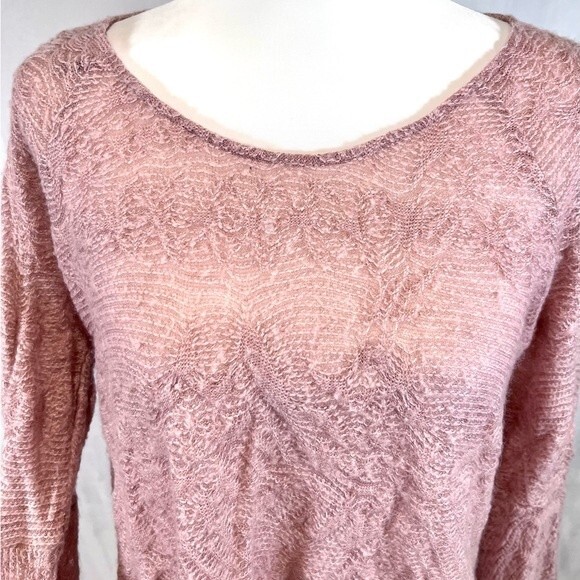 Jessica Simpson blush pink flare sleeve tie back sweater size large - Picture 3 of 6